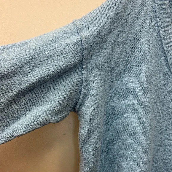 Free People Blue Brookside Tunic Oversized Scoop Neck Sweater Size Medium - Picture 3 of 10